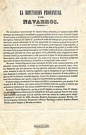 Cartel con un manifiesto de la Diputación de Navarra (1848)