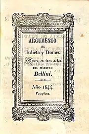 Libreto de la ópera "Julieta y Romeo" (1844)