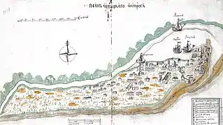 Mapa de la Fortaleza de Ojotsk, 1737