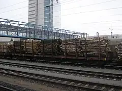 Transportando troncos de madera.