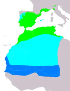 Distribución de Oenanthe hispanica