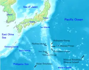 Localización de las islas Ogasawara