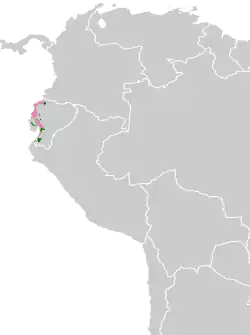 Distribución geográfica del mosquero real pacífico.