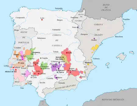 Territorios de las órdenes militares.