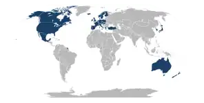 Los treinta países de la OCDE en 2009, considerados como el club de los países ricos más Turquía y México. Según Duncan, el pico del consumo de energía per cápita de estos países se presentó en 2005. Fuente del mapa: OCDE.