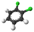 Ball-and-stick model of 1,2-dichlorobenzene