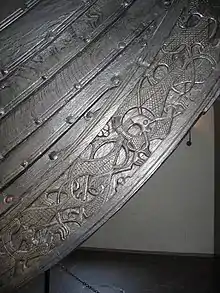 detalle del barco de Oseberg.