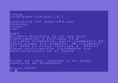 PAEE, ejecutándose en un Commodore 64.