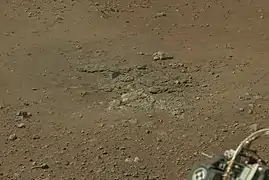 Afloramiento rocoso "Goulburn" en Marte - cerca del lugar de aterrizaje ("Bradbury Landing") del rover Curiosity (17 de agosto de 2012).