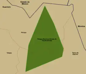 Ubicación geográfica de las Grutas de Cacahuamilpa