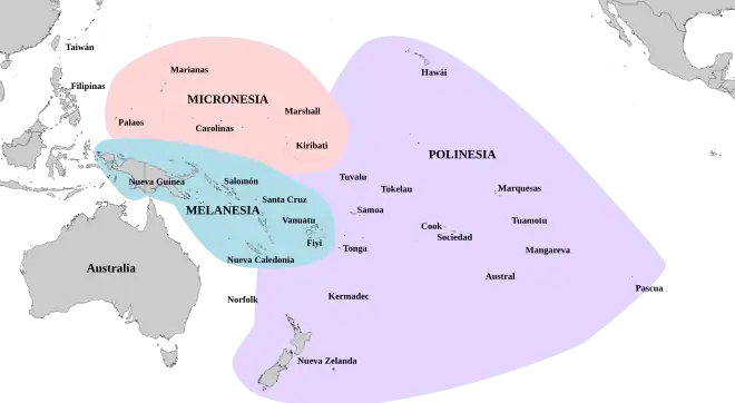 La extraordinaria extensión de la colonización polinesia en el Pacífico (exploración del Pacífico, navegación polinesia), en un triángulo cuyos vértices están en Nueva Zelanda, Hawái y la Isla de Pascua, y cuyo centro es Tahití. La unidad etnográfica de esta cultura se observa en características antropológicas físicas, lingüísticas, ideológicas, sociales y económicas (determinados cultivos y ganados —cerdos y aves—).