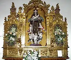 Retablo barroco de san Antonio de Padua, con imagen del santo por Tomás de Sierra