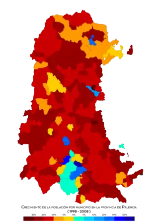 Crecimiento de población entre 1998 y 2008