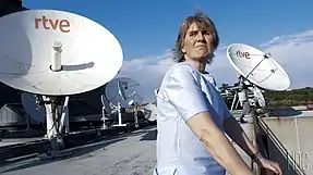 Paloma del Río en la azotea de los estudios de RTVE en Torrespaña.