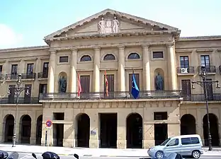 Fachada antigua del Palacio de Navarra, a poniente, hacia el Paseo de Sarasate.