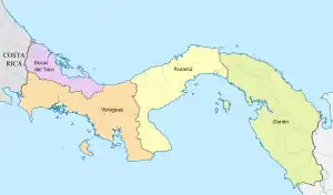 Provincias y territorios Nacionales existentes en el istmo de Panamá entre 1841-1850.