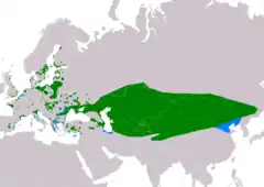 Distribución de Panurus biarmicus