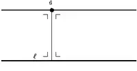 Propiedad 3: Tanto l como m comparten una línea transversal a través de a que se interseca con ellas a 90°.