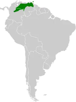 Distribución geográfica de la cardenilla enmascarada.