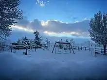 Parque de Trescasas durante una nevada en noviembre de 2021