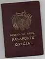 Pasaporte Oficial Boliviano década 1960.