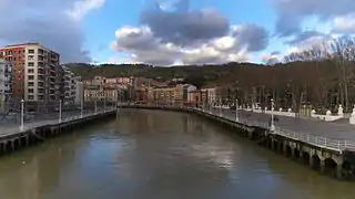 Paseo del Arenal, a la derecha de la imagen, visto desde el puente del Arenal