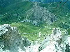 Paso Pordoi visto desde el Refugio Maria