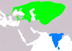 Distribución de Pastor roseus