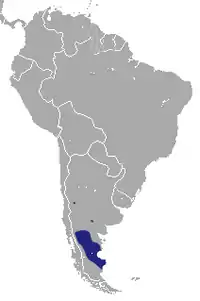 Mapa de distribución de Lestodelphys halli