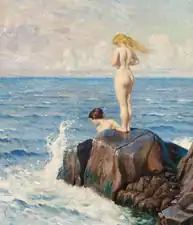 Jóvenes bañándose en los acantilados, 1878-1934. Óleo sobre lienzo,65 x 57 cm.