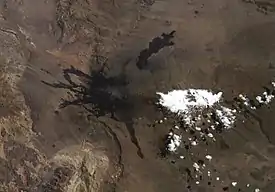 Vista del campo volcánico Payún Matrú desde el espacio