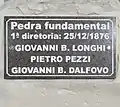 Placa conmemorativa en la piedra fundamental de la Sociedad Iglesia de São Romédio