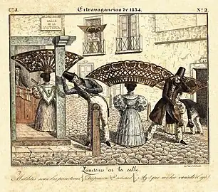 César Hipólito Bacle. Peinetones en la calle, c. 1834.