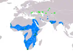 Distribución de Pelecanus onocrotalus