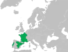 Mapa de distribución de Pelodytes punctatus.