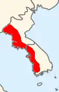 Distribución de Pelophylax chosenicus