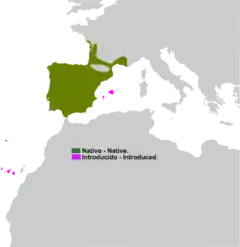 Distribución de Pelophylax perezi.