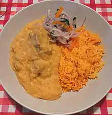 Pepián de choclo con salsa criolla (Piura)