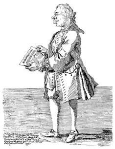 Caricatura del compositor Pergolesi, siglo XVIII.