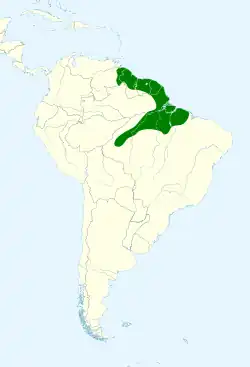 Distribución geográfica del picogrueso rojinegro.