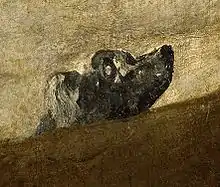 Detalle de Perro semihundido, 1819.