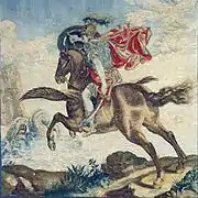 Perseo y Andrómeda, de Francis Cleyn, 1635-1645. Pegaso se representa como un caballo castaño.