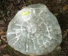 Petroglifo en el Monumento Nacional Guayabo, Costa Rica.