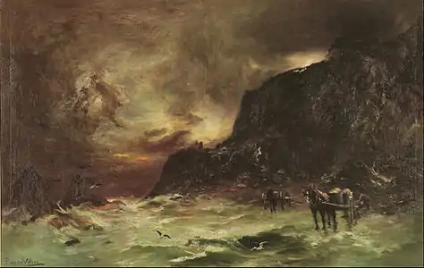 Tormenta en Wellington Heads, alrededor de 1908 (Te Papa, Wellington)