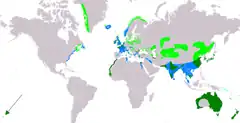 Distribución de Phalacrocorax carbo