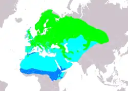 Distribución de Phoenicurus phoenicurus