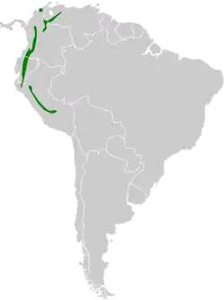 Distribución geográfica del mosquerito capirotado.