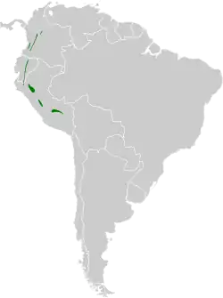 Distribución geográfica del mosquerito coroniplomizo.