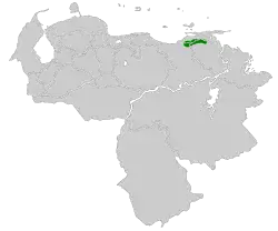 Distribución geográfica del mosquerito de Paria.