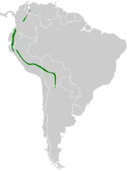 Distribución geográfica del mosquerito culirrufo.